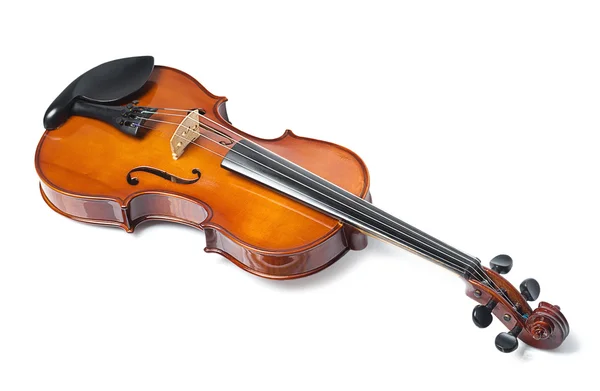 Το όμορφο ξύλινο βιολί απομονωθεί σε λευκό — Φωτογραφία Αρχείου
