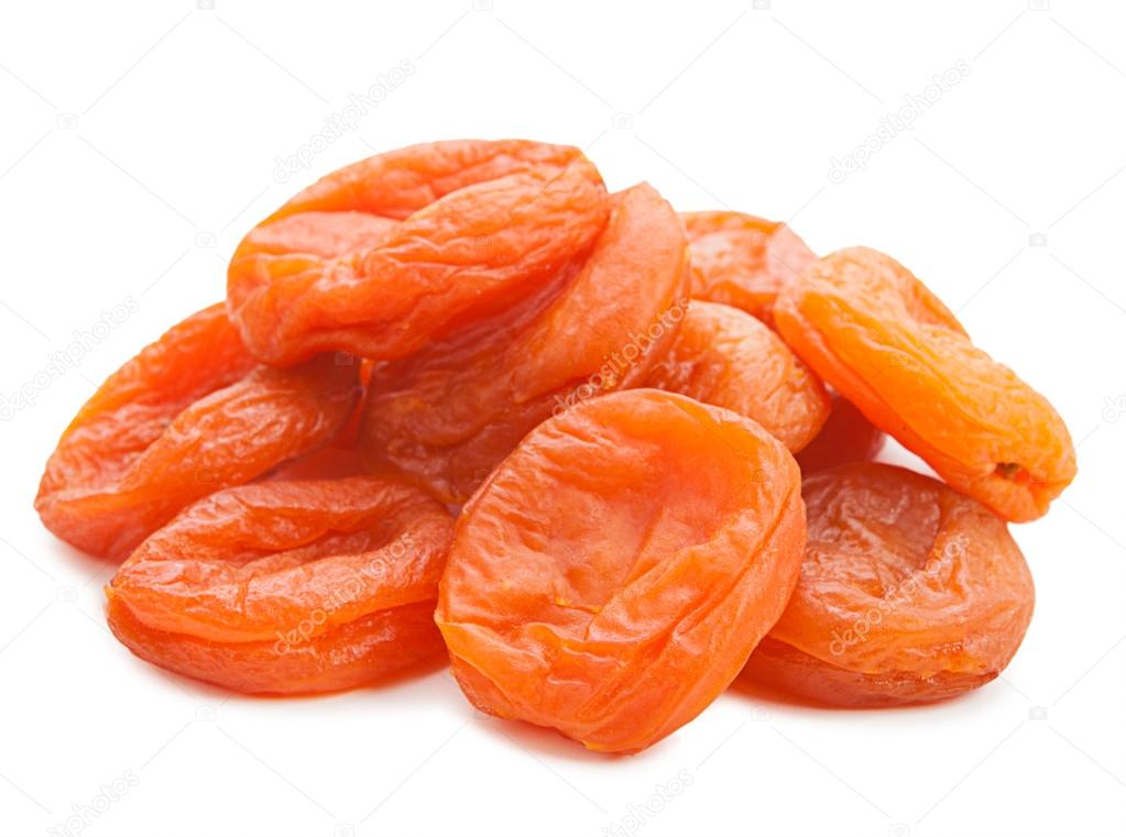  dried apricots isolated on white background