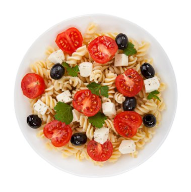 İzole peynirli makarna salatası