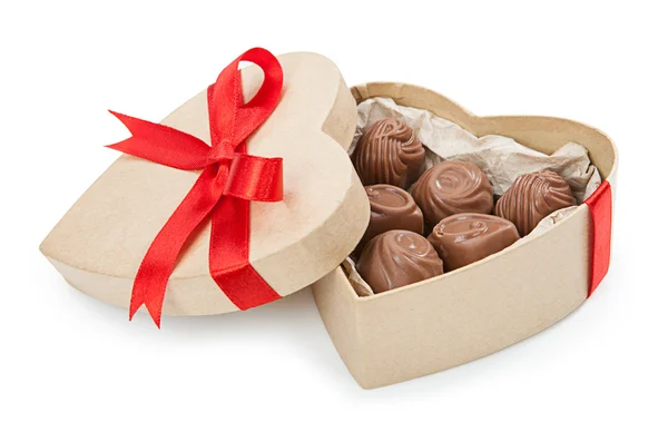 Chocolate candies in box — Stock Photo, Image
