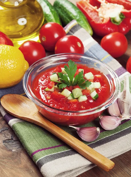 Vegetarian gazpacho soup — Stock Photo, Image