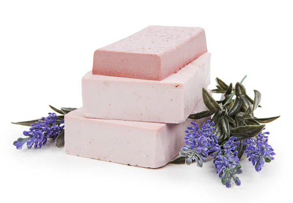 Bilah sabun dan bunga lavender — Stok Foto