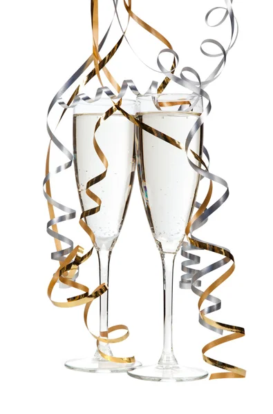 Two glasses of champagne isolated — Stock Photo, Image