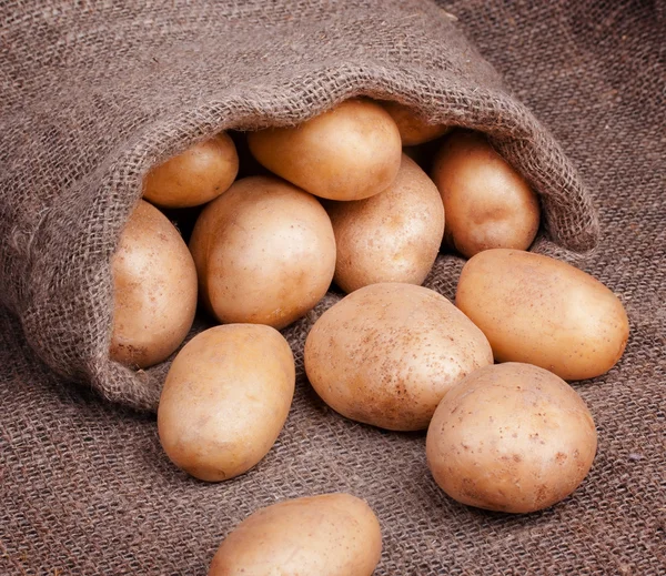 Fresh potatoes in bag — Stock Photo, Image