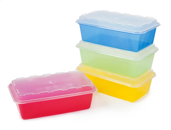 Plastic boxes isolated — Stock Photo, Image