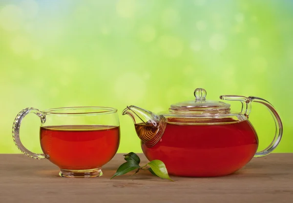 Reggel tea teáskanna és kupa — Stock Fotó