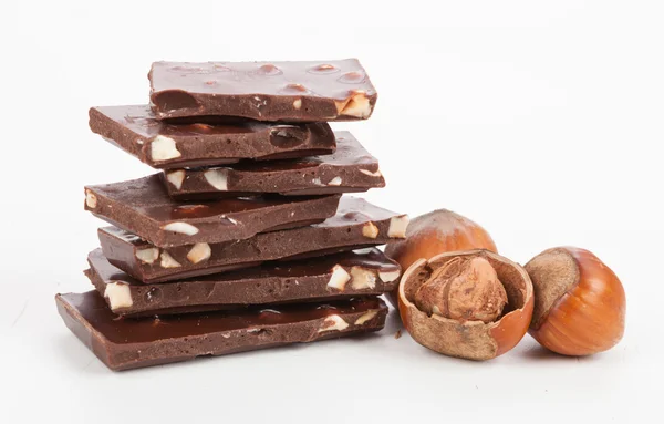 Chocolate and nuts — Stock Photo, Image