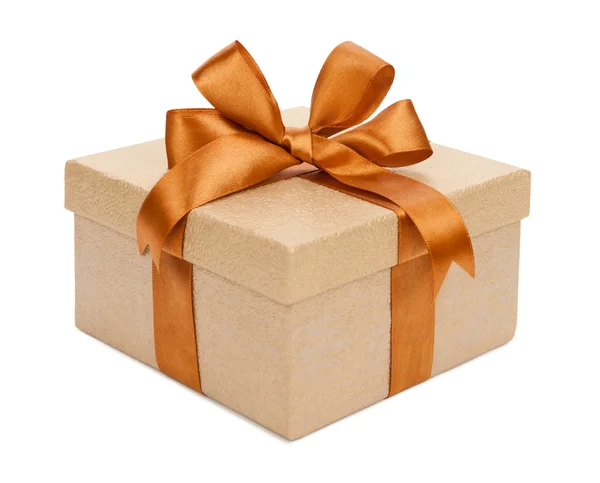 Подарункова коробка з коричневим бантом — стокове фото