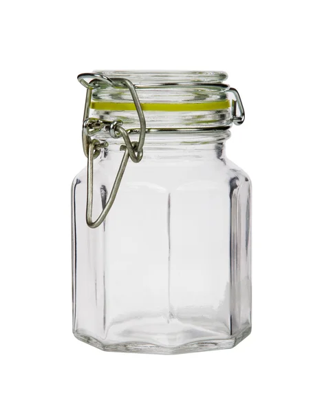 Glass jar isolated on white — Φωτογραφία Αρχείου