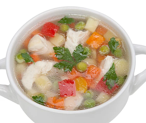 Chicken noodle soup isolated — Stock Photo, Image