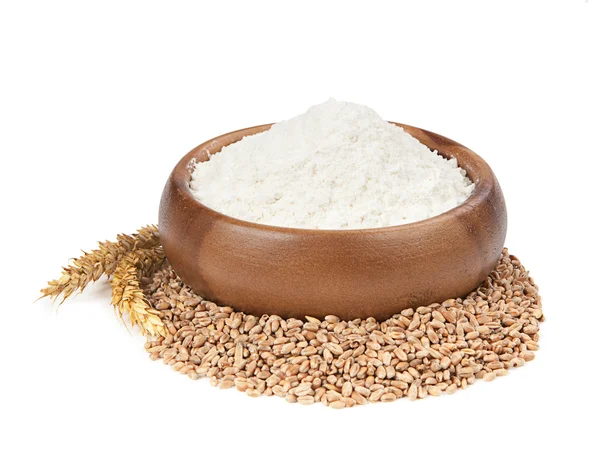 Flour in bowl isolated — Stock Photo, Image