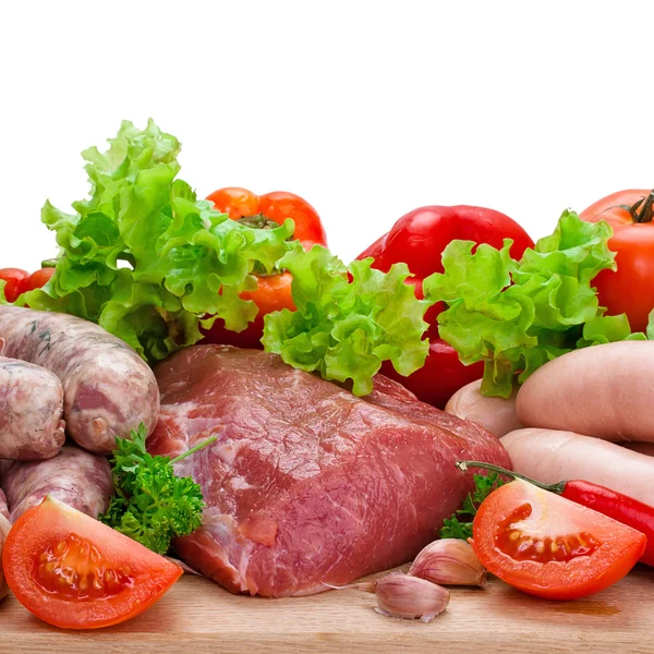 Carnes e produtos hortícolas isolados — Fotografia de Stock