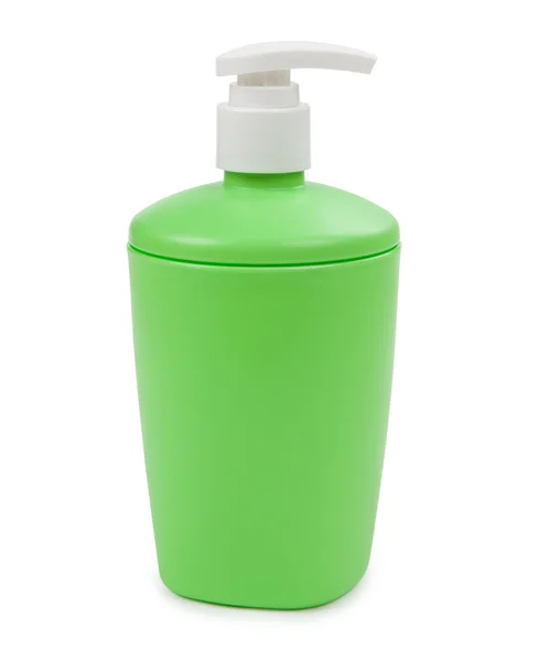 Зеленая мыльная бутылка — стоковое фото