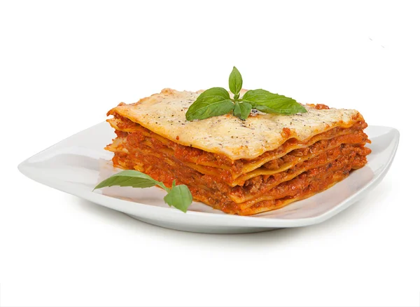 Tasty lasagna on plate — Stock Photo, Image