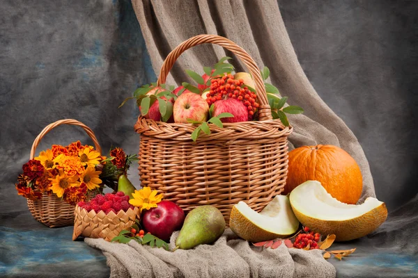 Flores y frutas de otoño — Foto de Stock