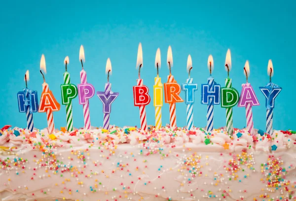 Colorful happy birthday candles — Stock Photo, Image