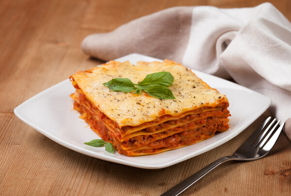 Tasty lasagna on plate