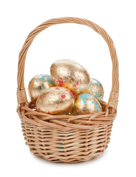 Gold easter egg isolated on white background — Stock Photo, Image