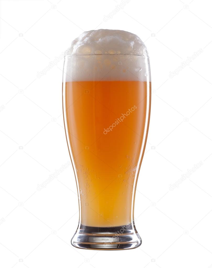 Light unfiltered beer isolated on a white background
