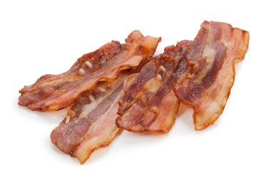 Grilled fresh bacon isolated on white background clipart