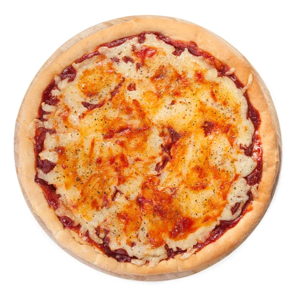 Pizza on white top view — Stock Photo, Image