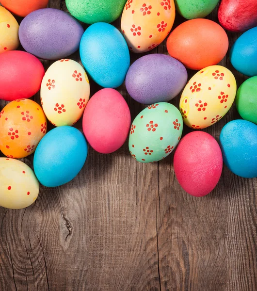 Easter eggs photographed on top of the old board — Stock Photo, Image