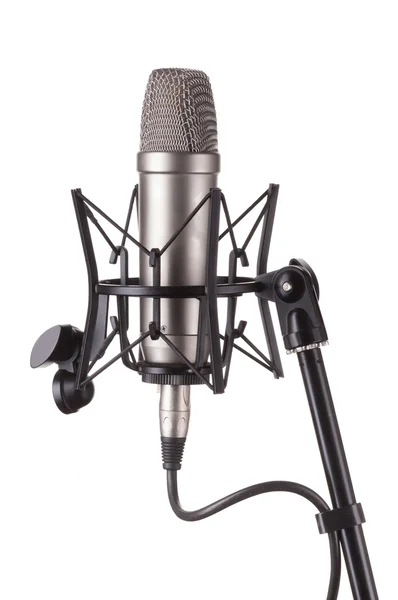Microfono isolato su sfondo bianco — Foto Stock