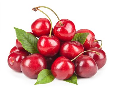 Ripe ripe cherries isolated on white background clipart