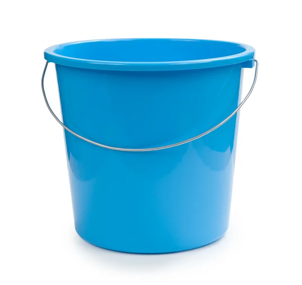 Blue bucket plastic isolated on white — Stock Photo, Image