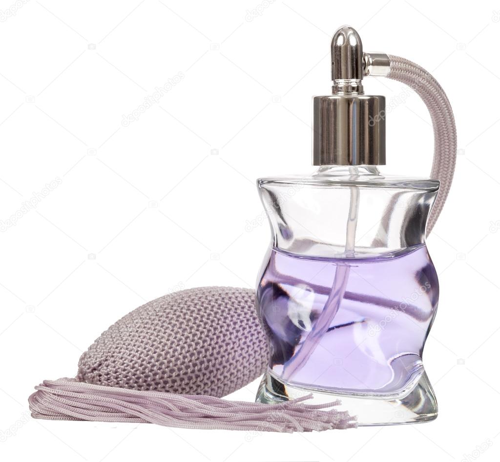 Bottle of perfume isolated on the white background