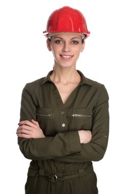 Beyaz izole güzel kadın mühendis