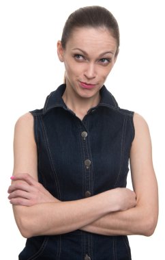 portrait of sly young woman plotting something clipart