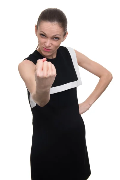 Сердита бізнес-леді потискає кулак — стокове фото