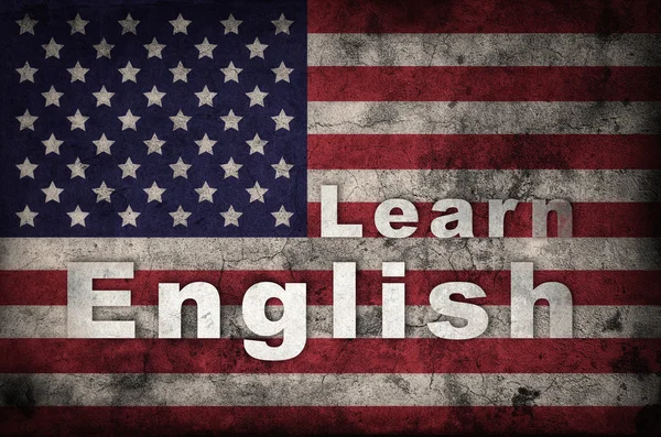 A tanulás angol fogalom. USA zászló — Stock Fotó