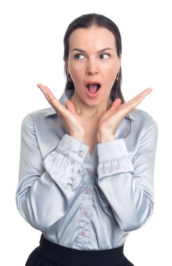 izole şaşırmış mutlu genç iş kadını