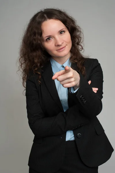 Business woman pointing at you — Stock Photo, Image