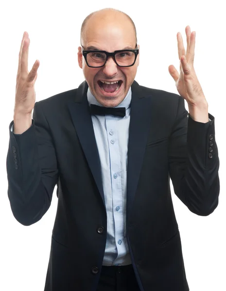 Furioso homem de negócios careca — Fotografia de Stock