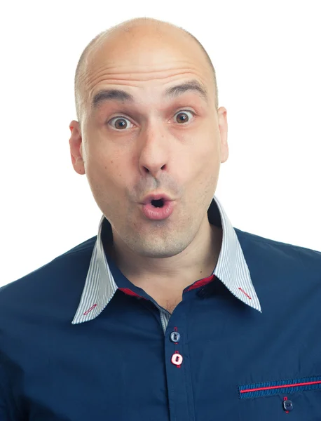 Gesichtsausdruck des glatzköpfigen Mannes - surprice — Stockfoto