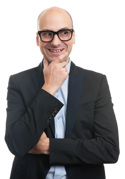 Careca elegante homem olhando para os lados — Fotografia de Stock