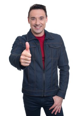 Parmağını gösterilmesini trendy yakışıklı genç