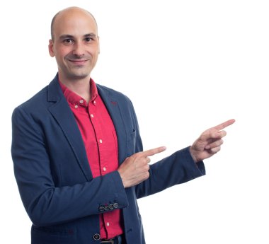 trendy adam işaret parmağı. İzole