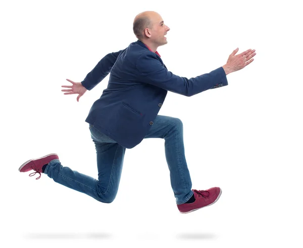 Hombre corriendo aislado en blanco — Foto de Stock