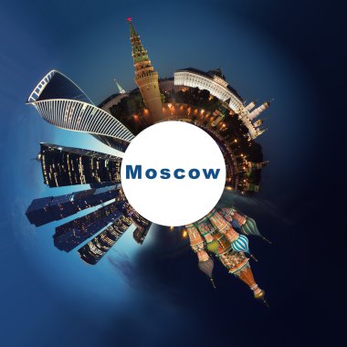 Moskova gecenin küresel kolaj.