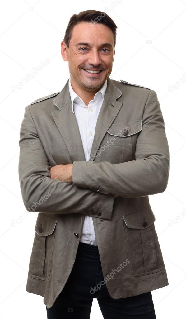 happy smiling man in fashionable jacket