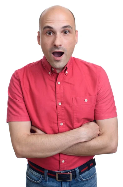 Portrait of surprised bald man — Stock Photo, Image
