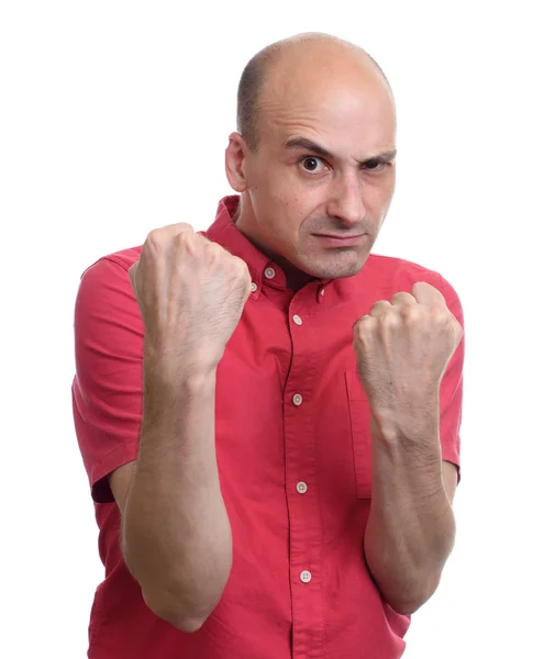 Angry bald man ready for a fight — Stock Photo, Image