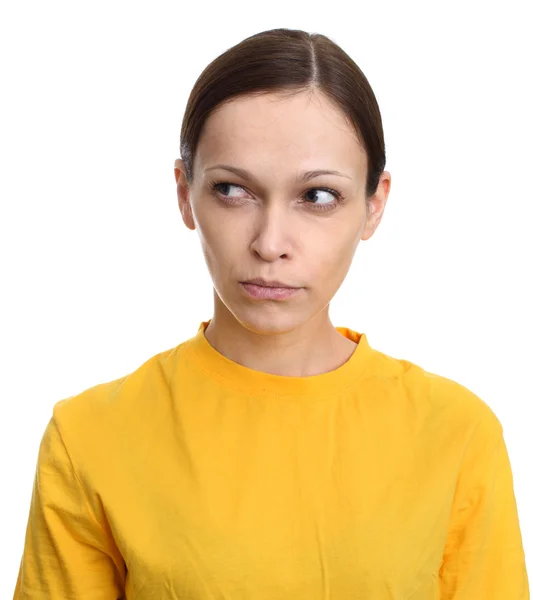 Retrato de mulher casual olhando lado — Fotografia de Stock