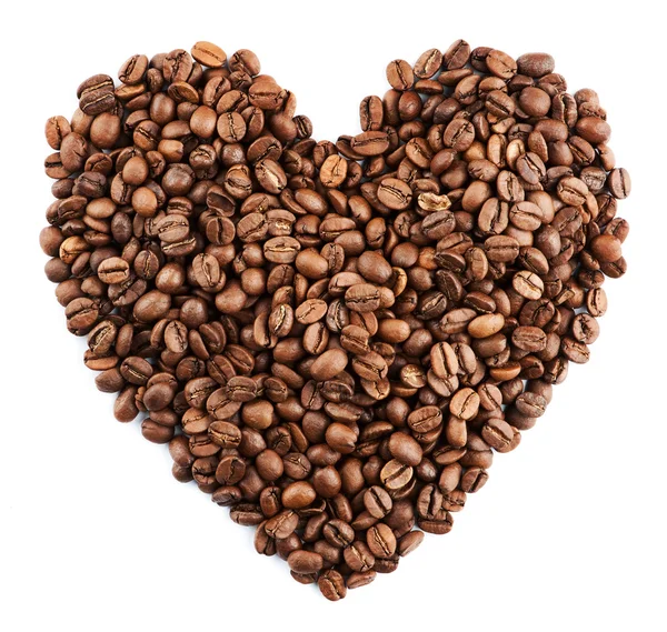 Heart of coffee beans isolated — Stock Photo, Image