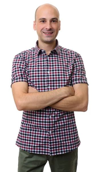 Випадковий трендовий лисий чоловік у сорочці — стокове фото