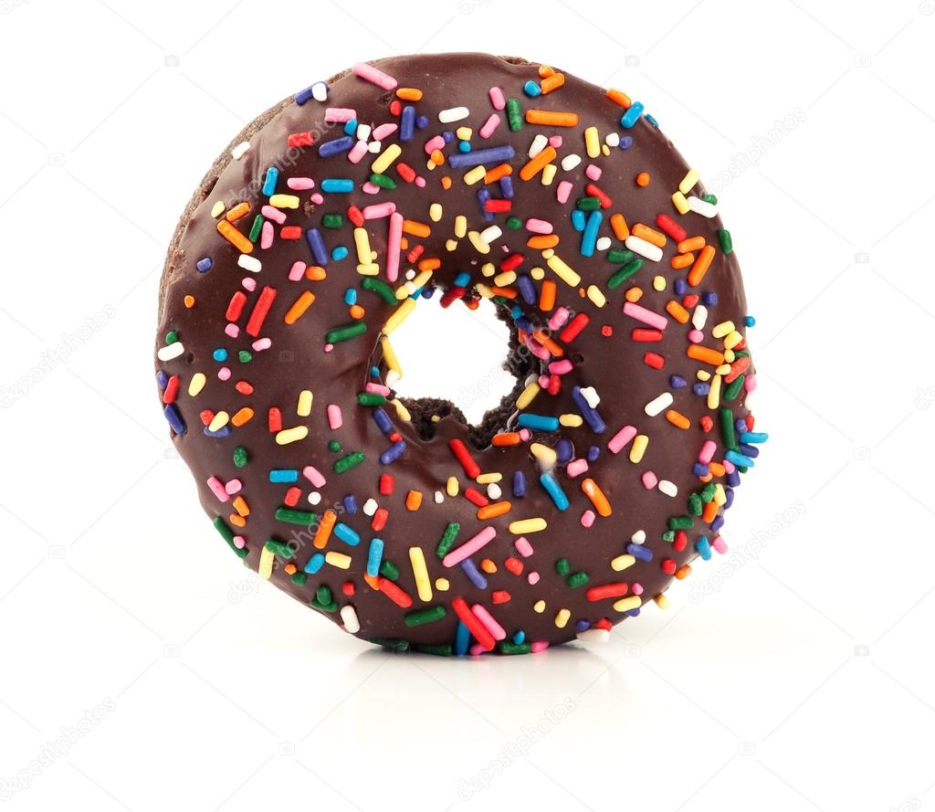 Donut de chocolate isolado — Foto © spaxiax #123579696, image size:1024x889